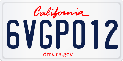 CA license plate 6VGP012