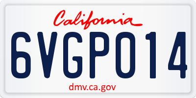 CA license plate 6VGP014