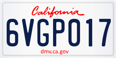 CA license plate 6VGP017