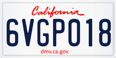 CA license plate 6VGP018