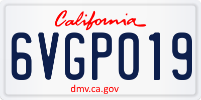 CA license plate 6VGP019