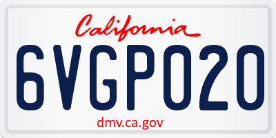 CA license plate 6VGP020