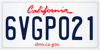 CA license plate 6VGP021