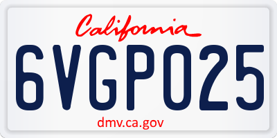 CA license plate 6VGP025