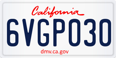 CA license plate 6VGP030