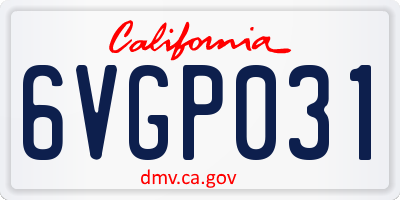 CA license plate 6VGP031