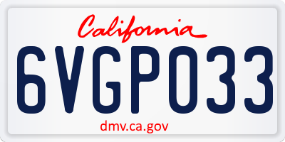 CA license plate 6VGP033