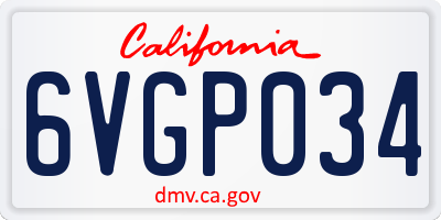 CA license plate 6VGP034