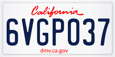 CA license plate 6VGP037