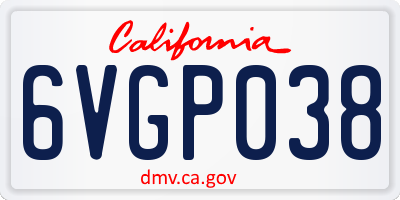 CA license plate 6VGP038
