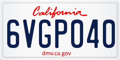 CA license plate 6VGP040