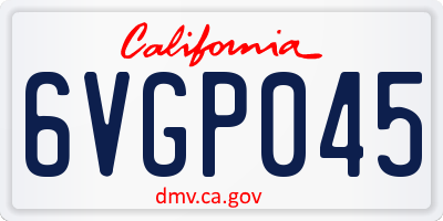 CA license plate 6VGP045