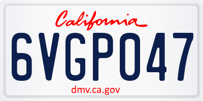 CA license plate 6VGP047