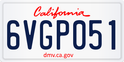 CA license plate 6VGP051