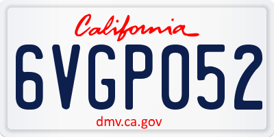 CA license plate 6VGP052