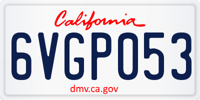CA license plate 6VGP053