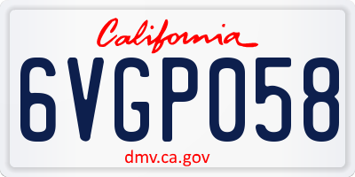 CA license plate 6VGP058