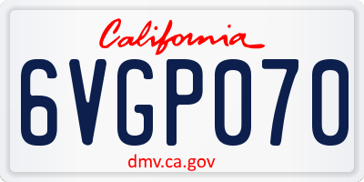 CA license plate 6VGP070