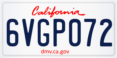 CA license plate 6VGP072