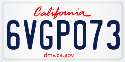 CA license plate 6VGP073