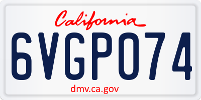 CA license plate 6VGP074