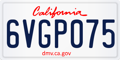 CA license plate 6VGP075