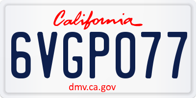 CA license plate 6VGP077