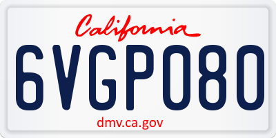 CA license plate 6VGP080