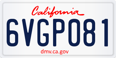 CA license plate 6VGP081
