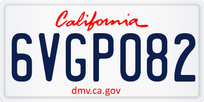 CA license plate 6VGP082
