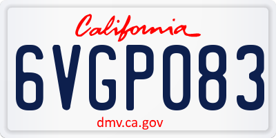 CA license plate 6VGP083