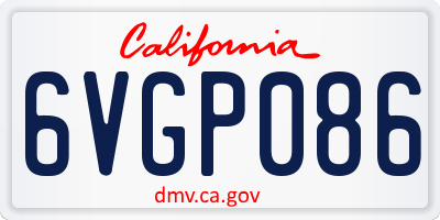 CA license plate 6VGP086