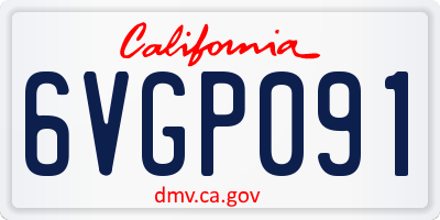 CA license plate 6VGP091
