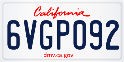CA license plate 6VGP092