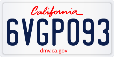 CA license plate 6VGP093