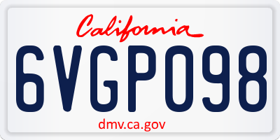 CA license plate 6VGP098