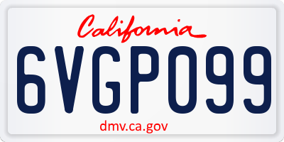 CA license plate 6VGP099
