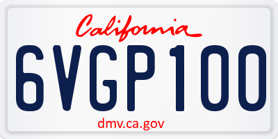 CA license plate 6VGP100