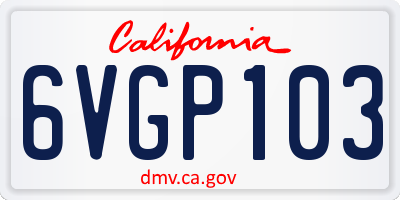 CA license plate 6VGP103