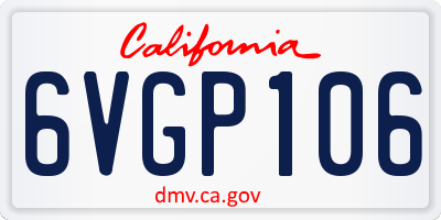 CA license plate 6VGP106