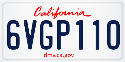 CA license plate 6VGP110