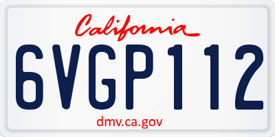 CA license plate 6VGP112