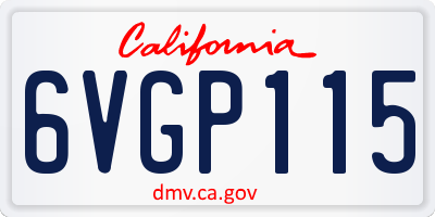 CA license plate 6VGP115