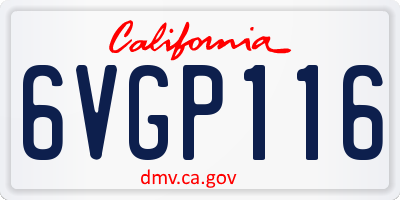 CA license plate 6VGP116