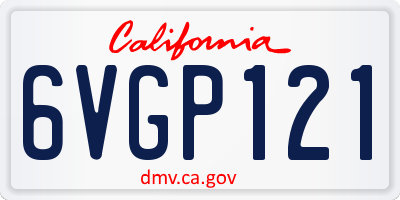 CA license plate 6VGP121