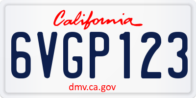 CA license plate 6VGP123