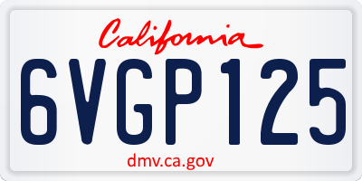 CA license plate 6VGP125