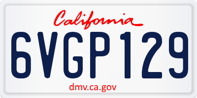 CA license plate 6VGP129