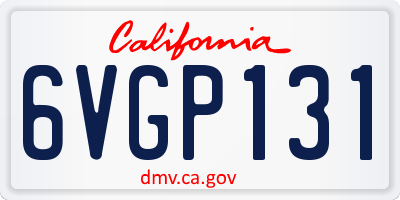 CA license plate 6VGP131