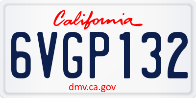 CA license plate 6VGP132